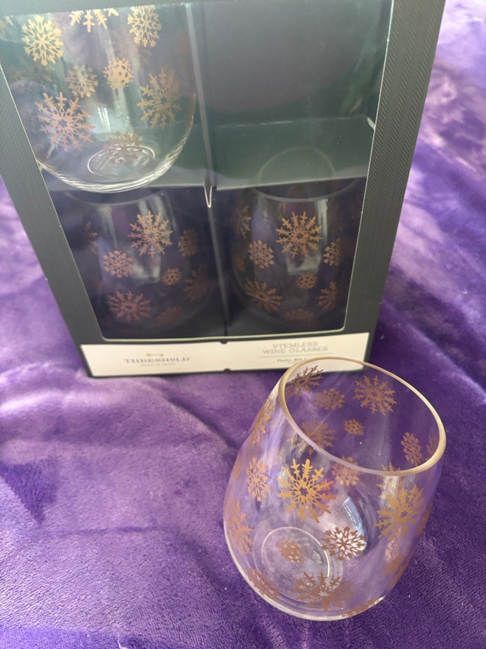 Threshold Gold Snowflake Stemless Glasses - Clear & Gold